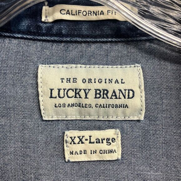 Lucky brand “California fit” camouflage denim pocket button up XXL #701 - Picture 8 of 9